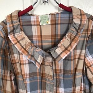 Little Yellow Button Plaid Shirtdress, Large